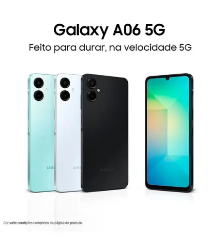 Smartphone Samsung Galaxy A06 5G 128GB 4GB RAM Preto Câm. 50MP + Selfie 8MP (1)